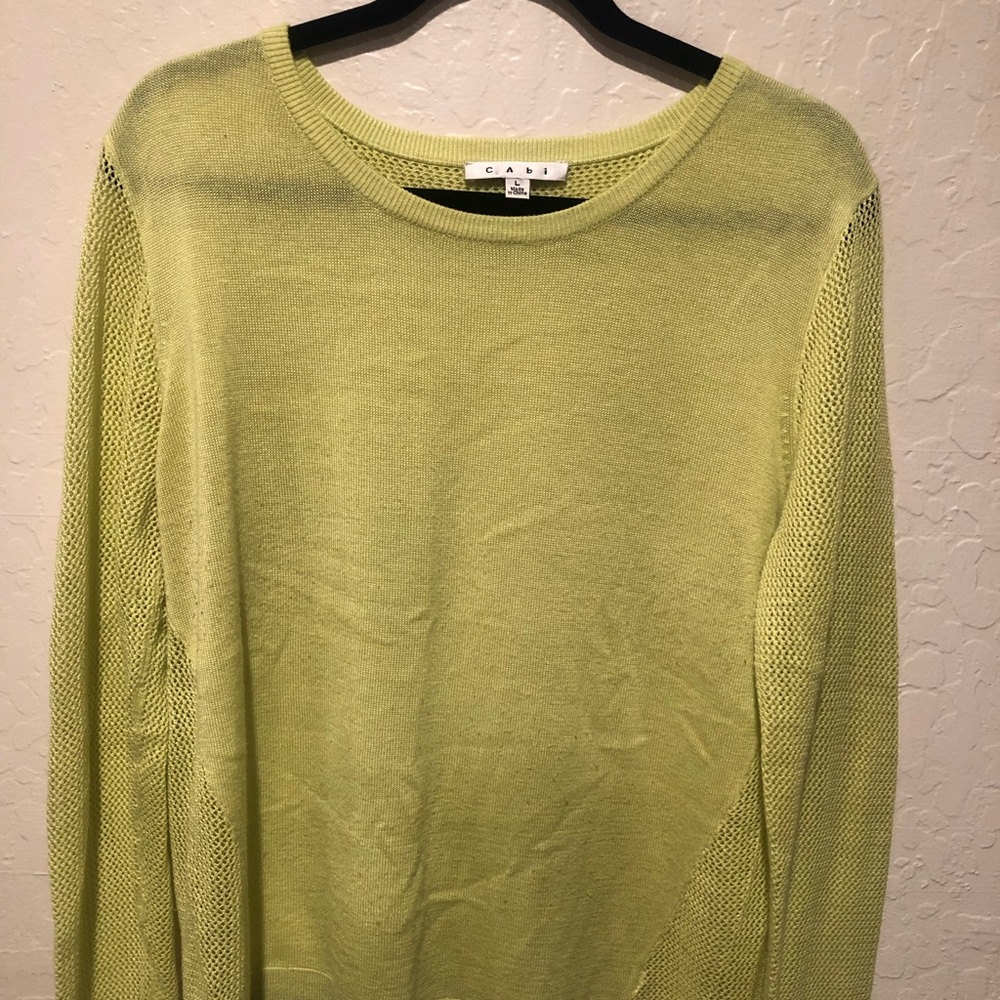 CAbi lime split back sweater size L